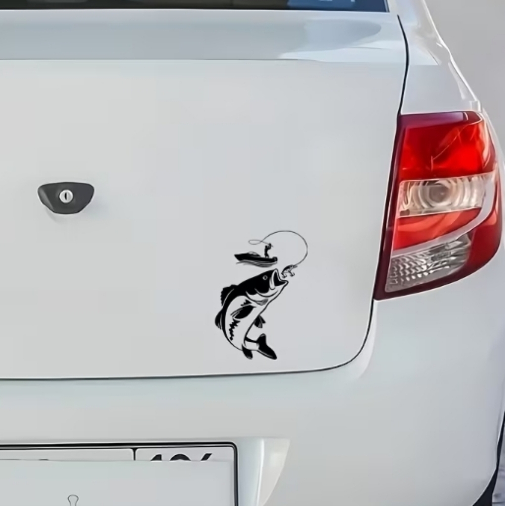 Fisherman Boat Fishing Line Hook Fish Vinyl Graphic‎ Auto Laptop Decal Sticker